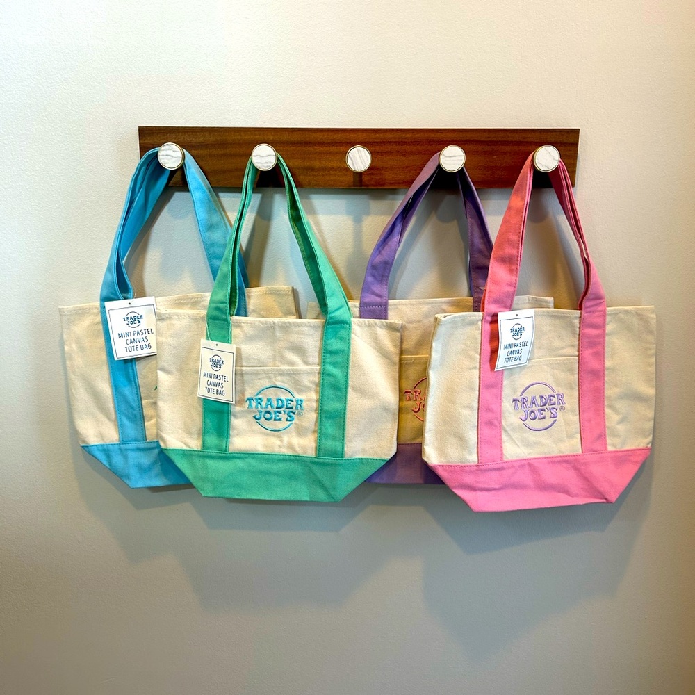 Trader Joe’s Multicolor Pastel Tote Bags (4).  Price includes all four totes